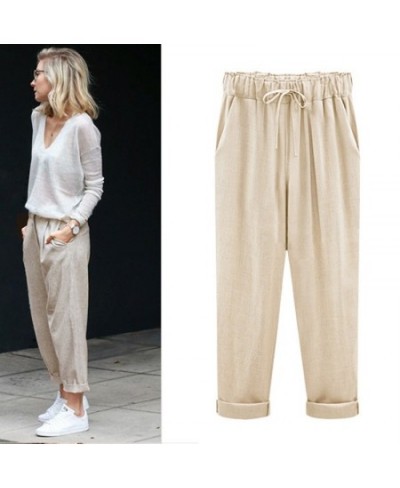 Plus Size Harem Pants Women linen Casual Spring Autumn High Waist Ankle-Length Comfotable Pants Female $26.55 - Pants & Capris