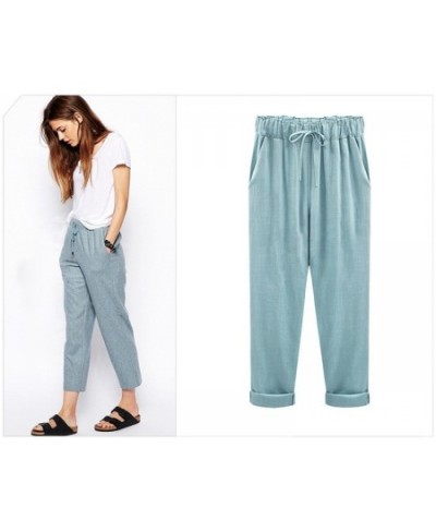 Plus Size Harem Pants Women linen Casual Spring Autumn High Waist Ankle-Length Comfotable Pants Female $26.55 - Pants & Capris