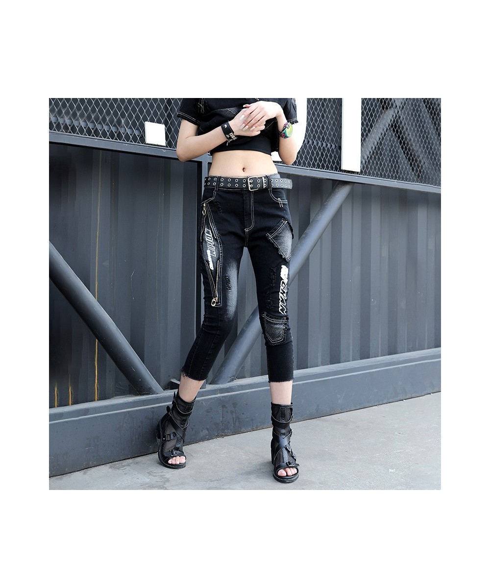 European Thin Denim Jeans Women 2023 Summer New Cool Cropped Pants Black Small Design Feel ZXF028B $107.68 - Jeans