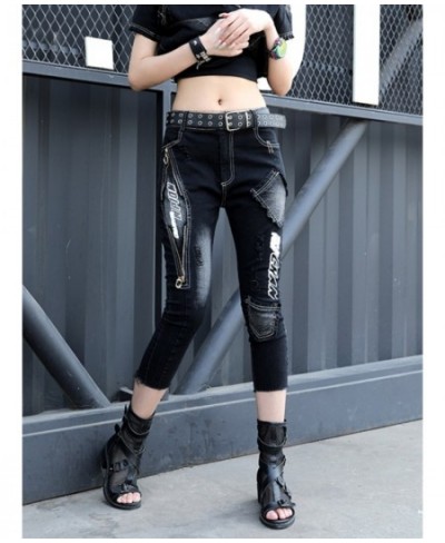 European Thin Denim Jeans Women 2023 Summer New Cool Cropped Pants Black Small Design Feel ZXF028B $107.68 - Jeans