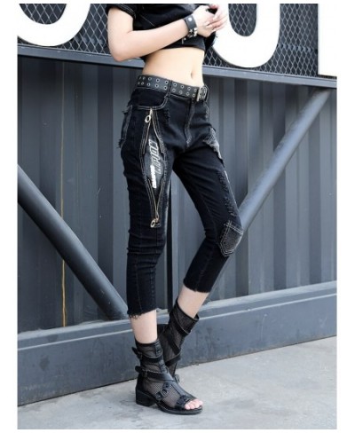 European Thin Denim Jeans Women 2023 Summer New Cool Cropped Pants Black Small Design Feel ZXF028B $107.68 - Jeans