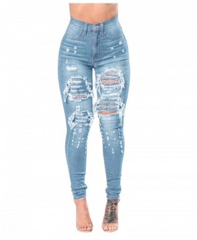 2022 Women's High Waist Ripped Jeans Fashion Elastic Slim Hip Lift Denim Pencil Pants Casual Female Trousers S-3XL Drop Ship ...