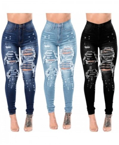 2022 Women's High Waist Ripped Jeans Fashion Elastic Slim Hip Lift Denim Pencil Pants Casual Female Trousers S-3XL Drop Ship ...