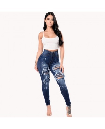 2022 Women's High Waist Ripped Jeans Fashion Elastic Slim Hip Lift Denim Pencil Pants Casual Female Trousers S-3XL Drop Ship ...