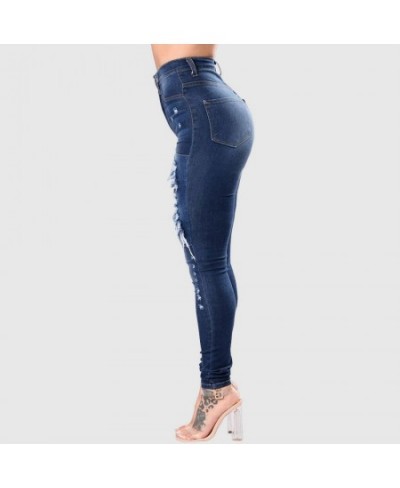 2022 Women's High Waist Ripped Jeans Fashion Elastic Slim Hip Lift Denim Pencil Pants Casual Female Trousers S-3XL Drop Ship ...