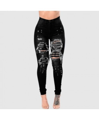 2022 Women's High Waist Ripped Jeans Fashion Elastic Slim Hip Lift Denim Pencil Pants Casual Female Trousers S-3XL Drop Ship ...