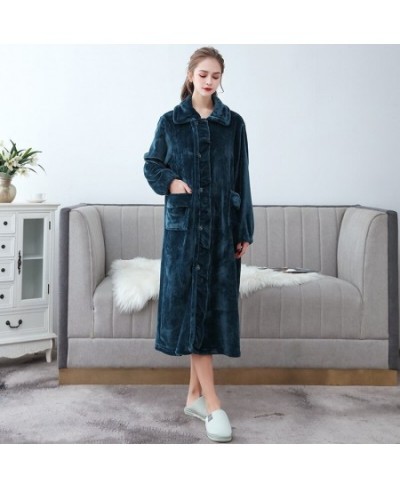 Autumn Winter Long Flannel Bathrobe Home Wear Clothes Dressing Gown Women's Coral Fleece Soft Nightdress Warm Bath Robes $61....