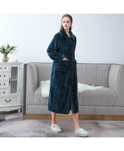 Autumn Winter Long Flannel Bathrobe Home Wear Clothes Dressing Gown Women's Coral Fleece Soft Nightdress Warm Bath Robes $61....