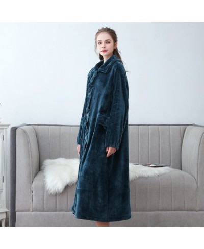 Autumn Winter Long Flannel Bathrobe Home Wear Clothes Dressing Gown Women's Coral Fleece Soft Nightdress Warm Bath Robes $61....