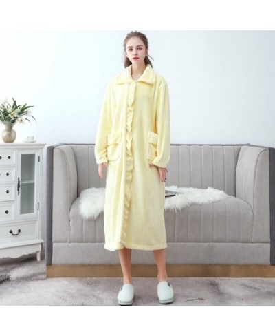 Autumn Winter Long Flannel Bathrobe Home Wear Clothes Dressing Gown Women's Coral Fleece Soft Nightdress Warm Bath Robes $61....