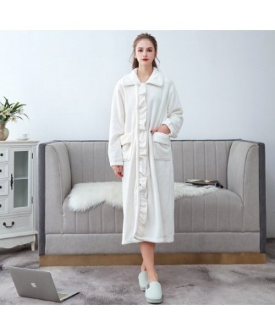 Autumn Winter Long Flannel Bathrobe Home Wear Clothes Dressing Gown Women's Coral Fleece Soft Nightdress Warm Bath Robes $61....