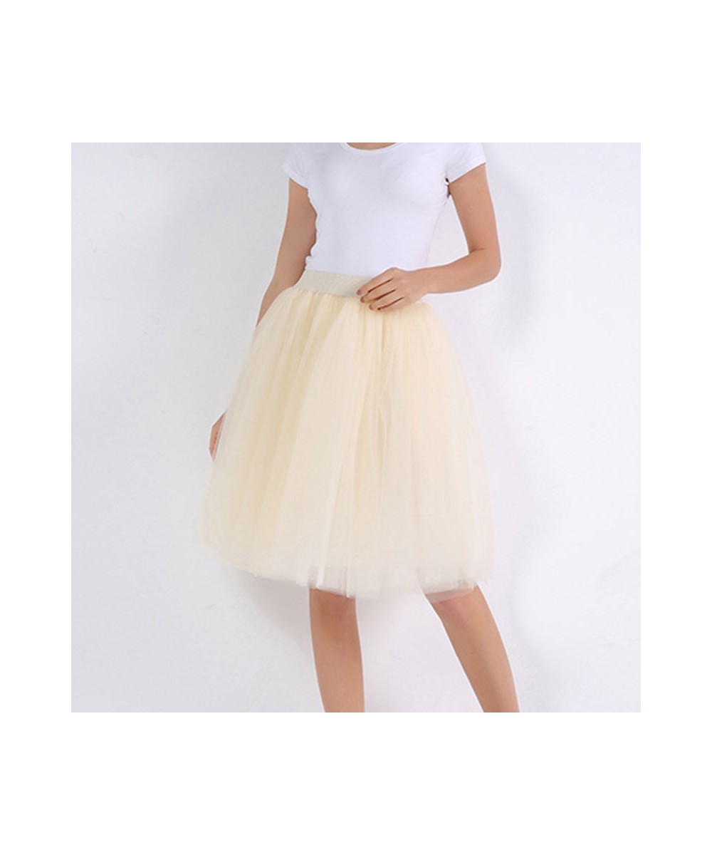 5 Layers Tulle Skirt Women Summer Ball Gown Midi Skirts Elegant Pleated Dance Tutu Skirts Casual Puff Skirts $31.67 - Skirts