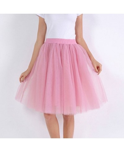 5 Layers Tulle Skirt Women Summer Ball Gown Midi Skirts Elegant Pleated Dance Tutu Skirts Casual Puff Skirts $31.67 - Skirts