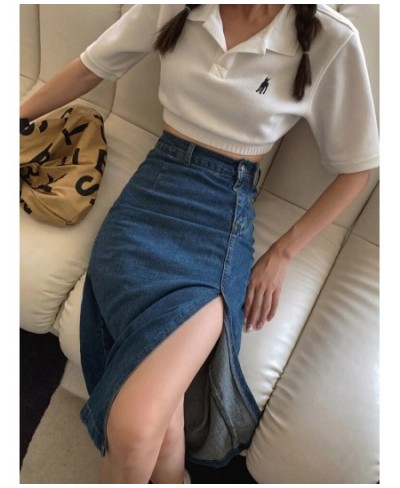 2023 Spring Summer Denim Half-body Skirt Woman High Waist Skinny Hundred Open Fork In The Long Paragraph Slim Package Hip Ski...