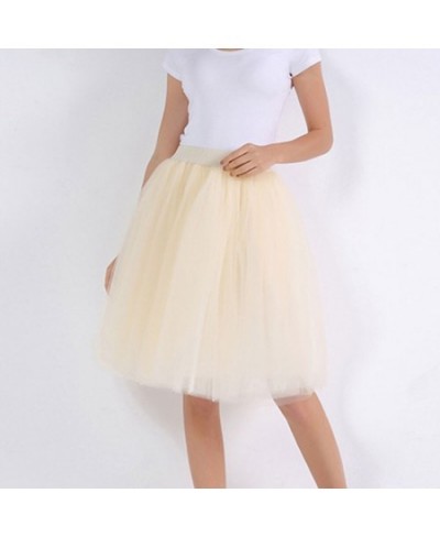 5 Layers Tulle Skirt Women Summer Ball Gown Midi Skirts Elegant Pleated Dance Tutu Skirts Casual Puff Skirts $31.67 - Skirts