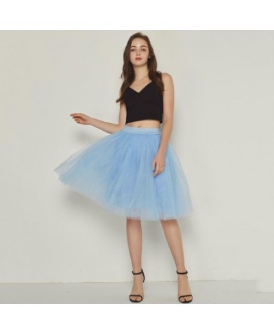 5 Layers Tulle Skirt Women Summer Ball Gown Midi Skirts Elegant Pleated Dance Tutu Skirts Casual Puff Skirts $31.67 - Skirts