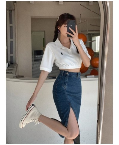 2023 Spring Summer Denim Half-body Skirt Woman High Waist Skinny Hundred Open Fork In The Long Paragraph Slim Package Hip Ski...