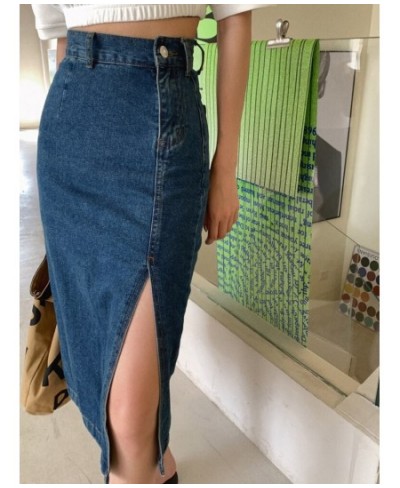 2023 Spring Summer Denim Half-body Skirt Woman High Waist Skinny Hundred Open Fork In The Long Paragraph Slim Package Hip Ski...