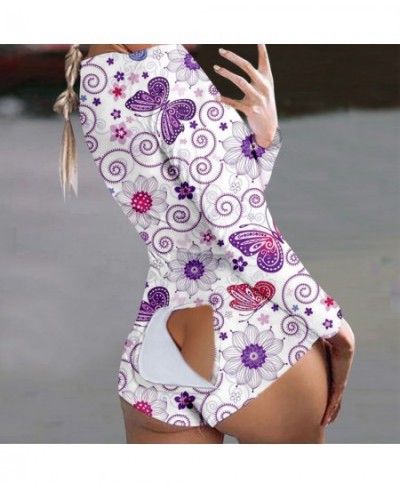 Butterfly Print Short Jumpsuits Pijamas Women Button Flap Sexy Onesie For Adults Plus Size Party Club Female Rompers Mujer Ne...