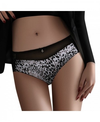 Middle Waist Sexy Leopard Print Ice Silk Seamless Large Sexy Thin Ladies Thong Underwear Cotton Bikini Briefs Men Bikini Top ...