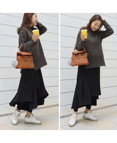 2022 Women Skirts Elastic Waistband Irregular Split Hem Thickened Leggings Skirt Women Fake Two Piece Fleece Lining Maxi Skor...