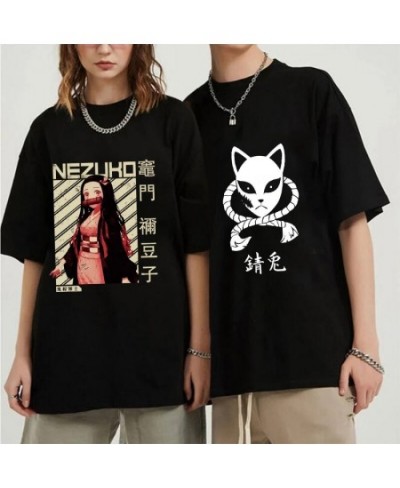 Japanese Anime Demon Slayer T Shirt Unisex Tanjirou Kamado Graphic Tee Shirt Women Kimetsu No Yaiba Nezuko Tshirt Female $23....