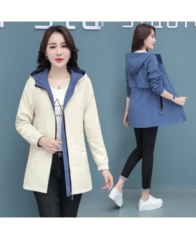 Spring Autumn Trench Coat Female Loose Outcoat 2022 New Double Sided Put On Medium Long Hooded Wild Windbreaker Women's Tops ...