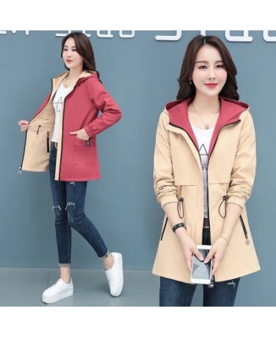 Spring Autumn Trench Coat Female Loose Outcoat 2022 New Double Sided Put On Medium Long Hooded Wild Windbreaker Women's Tops ...