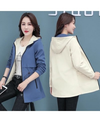 Spring Autumn Trench Coat Female Loose Outcoat 2022 New Double Sided Put On Medium Long Hooded Wild Windbreaker Women's Tops ...