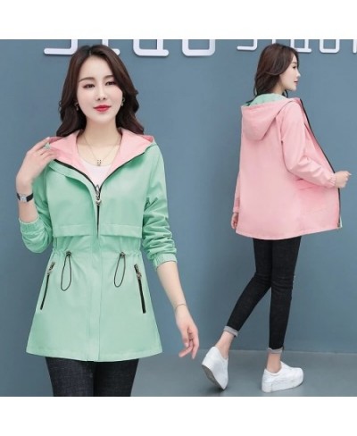 Spring Autumn Trench Coat Female Loose Outcoat 2022 New Double Sided Put On Medium Long Hooded Wild Windbreaker Women's Tops ...