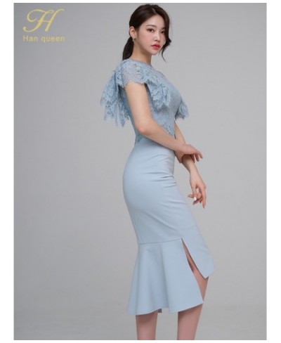 New 2 Pieces Set Women Hollow Out Lace Top + Irregular Pencil Skirts Simple Office Skirt Suit Casual Female Clothing $61.13 -...