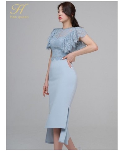 New 2 Pieces Set Women Hollow Out Lace Top + Irregular Pencil Skirts Simple Office Skirt Suit Casual Female Clothing $61.13 -...