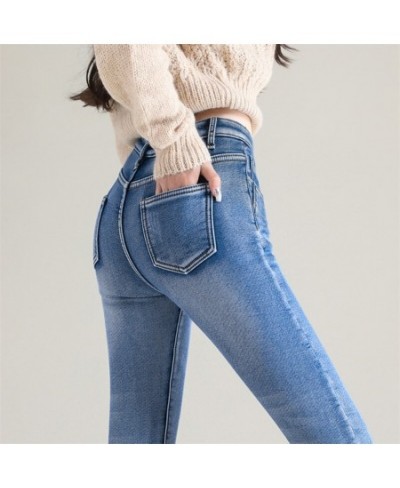 Winter Women Snow Warm Plush Stretch Pencil Pant Thermal Jeans Casual Skinny Thick Fleece Hot Legging Female Retro Blue $39.8...