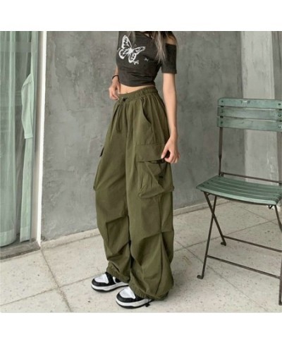 Y2k Cargo Pants Women Streetwear Casual Wide Leg Pants Harajuku Vintage Solid Baggy Straight Trousers Ladies Oversize $27.05 ...