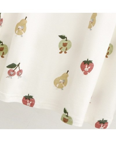 Summer Fruits Full Printed Sweet Women Nightwear O-neck Short Sleeve Pullover Sleepshirts Japan Style Casual Loose Homewear $...