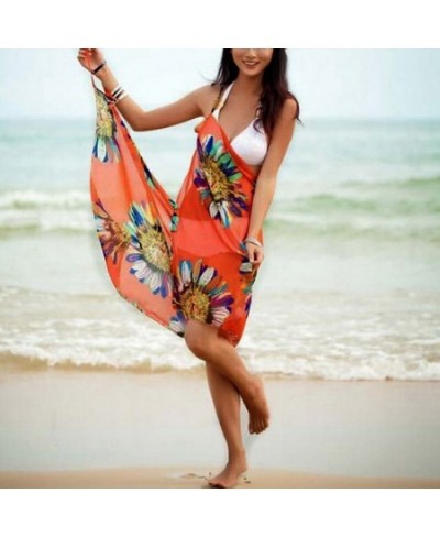 2023 Printed Cover-ups Sexy Beach Dress Women Halter Sling Chiffon Beach Towel Bikini Wrap Pareo Skirts Open-Back Swimwear $1...