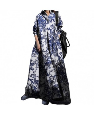 Dress Casual Breathable Large Hem Floral Dress Breathable Ladies Dress Turn-down Collar for Holiday $40.35 - Dresses