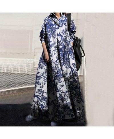 Dress Casual Breathable Large Hem Floral Dress Breathable Ladies Dress Turn-down Collar for Holiday $40.35 - Dresses