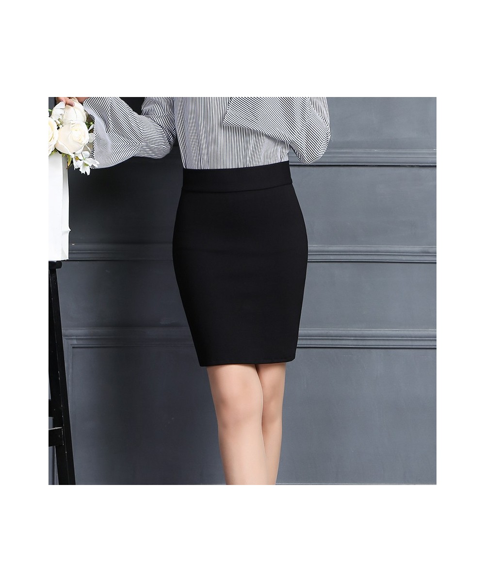 Women's Basic Suit Skirt Slim Wrap Skirts Elastic High Waist Bodycon Pencil Skirt Office Ladies OL Elegant Short Skirts Black...