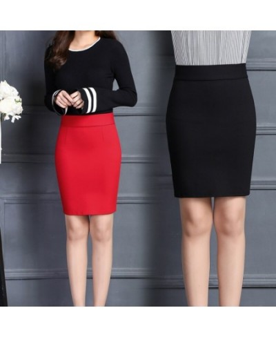 Women's Basic Suit Skirt Slim Wrap Skirts Elastic High Waist Bodycon Pencil Skirt Office Ladies OL Elegant Short Skirts Black...