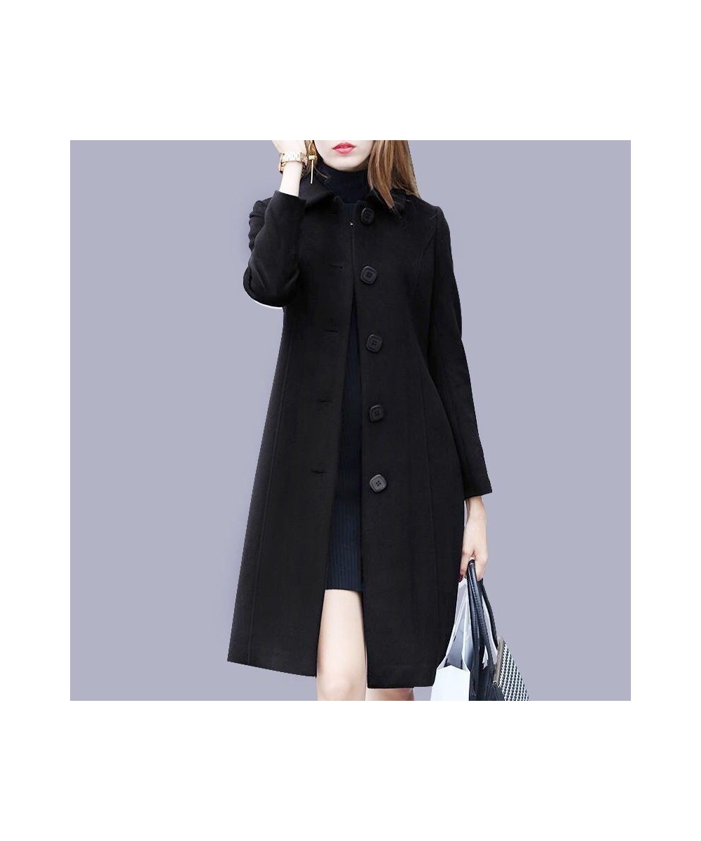 Christmas Warm Overcoat Autumn Winter Woolen Coat Female Mid-Long 2023 Fashion Single Breasted Casual Women's Slim Woolen Coa...