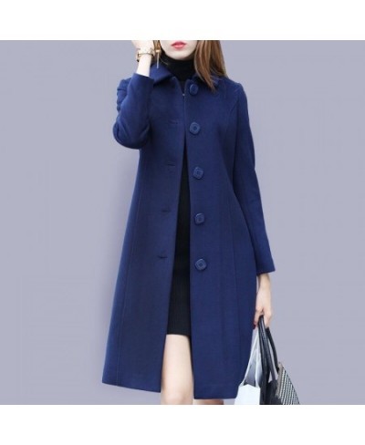 Christmas Warm Overcoat Autumn Winter Woolen Coat Female Mid-Long 2023 Fashion Single Breasted Casual Women's Slim Woolen Coa...