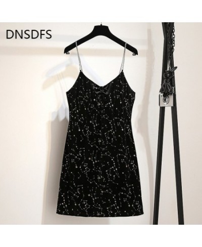 Black Bright Dress Women Sequined Stars Summer Clothing Sexy V Neck Strap Dress Club A Line Party Dresses Vestidos $41.34 - D...