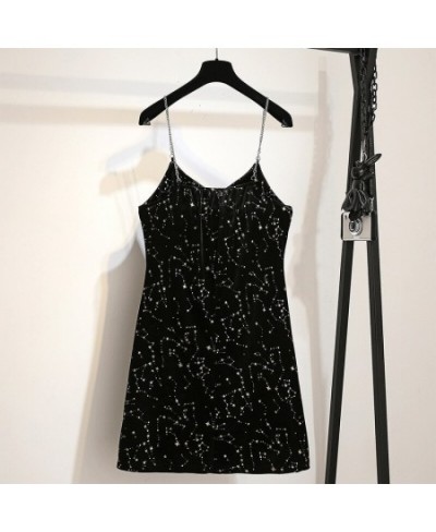 Black Bright Dress Women Sequined Stars Summer Clothing Sexy V Neck Strap Dress Club A Line Party Dresses Vestidos $41.34 - D...