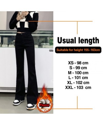 Winter Warm Women's Jeans Fashion Slim Thicken Fleece Flared Pants High Waist Elastic Skinny Velvet Plus Length Female Jeans ...