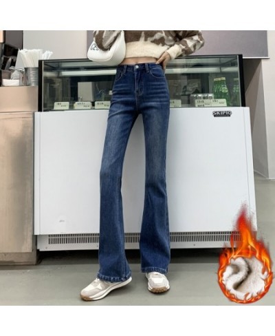 Winter Warm Women's Jeans Fashion Slim Thicken Fleece Flared Pants High Waist Elastic Skinny Velvet Plus Length Female Jeans ...