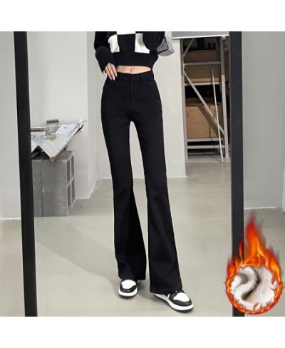 Winter Warm Women's Jeans Fashion Slim Thicken Fleece Flared Pants High Waist Elastic Skinny Velvet Plus Length Female Jeans ...