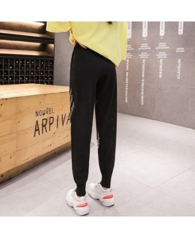 Knitted Pants Women Diamond Casual Pants Autumn Wide Leg Pants Loose Ladies Trousers Sports Harlem Haren Pants Streetwear $36...