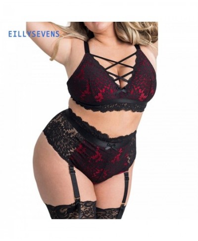 Lingerie Sets For Women Luxury Plus Size Lace V-neck Transparent Bra Brief Set Hot Erotic Costumes Female Umderwearsets $23.5...