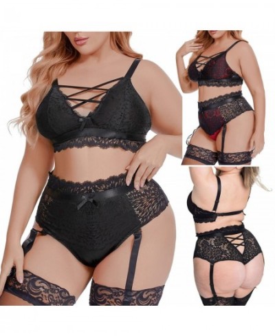 Lingerie Sets For Women Luxury Plus Size Lace V-neck Transparent Bra Brief Set Hot Erotic Costumes Female Umderwearsets $23.5...